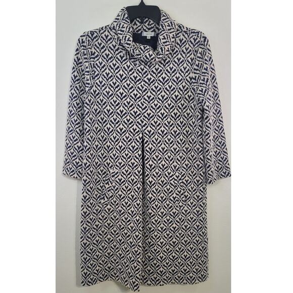Tyler Boe Dress Womens Small Cowl Neck Blue & White Dress Classic Preppy Sleek - Picture 1 of 10